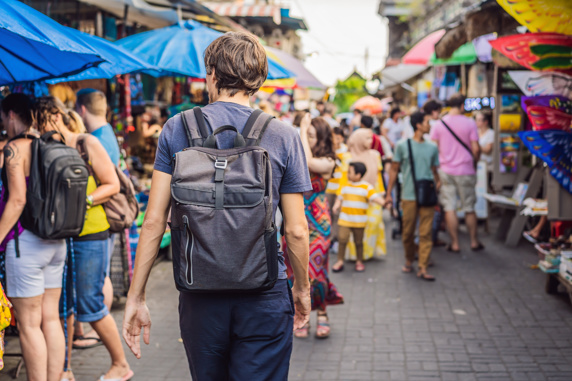 Man at a market in Ubud, Bali.