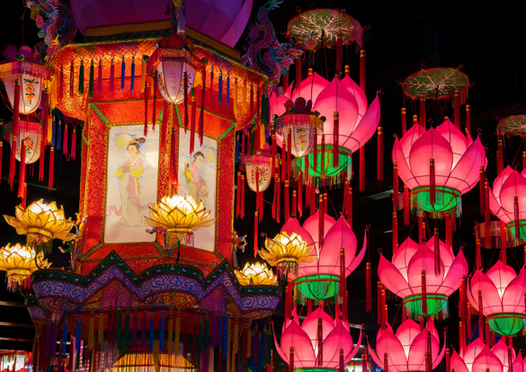 A Chinese Lantern Festival display at night