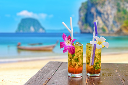 Cocktails on a beach in Thailand