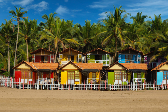 Downloaded colorful bungalow on the beach of Goa India