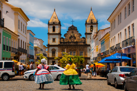 Street view of Pelourinho in Salvador, Brazil