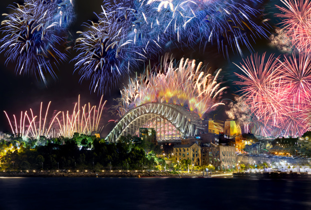 Fireworks over Sydney harbour