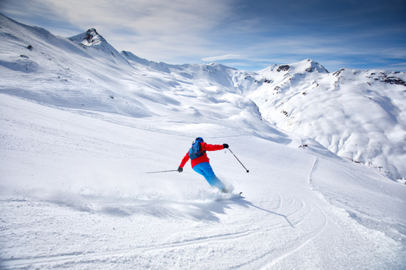 Person skiing in the Alps