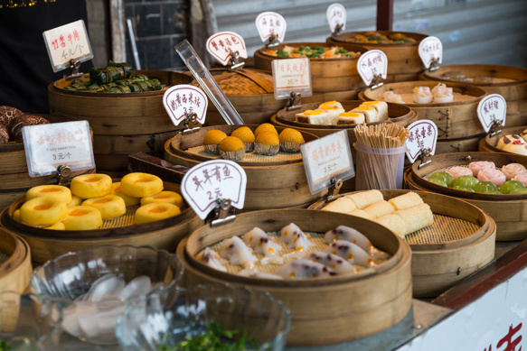 Oriental foods for sale at a market in China