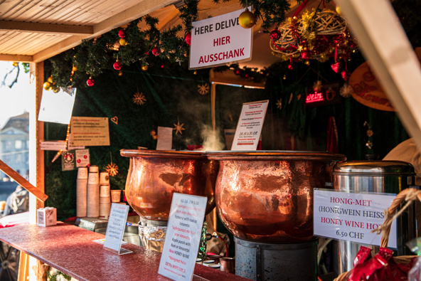 Christmas market stall in Switzerland