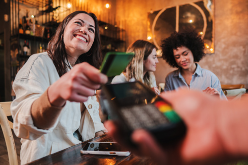 lady paying contactless