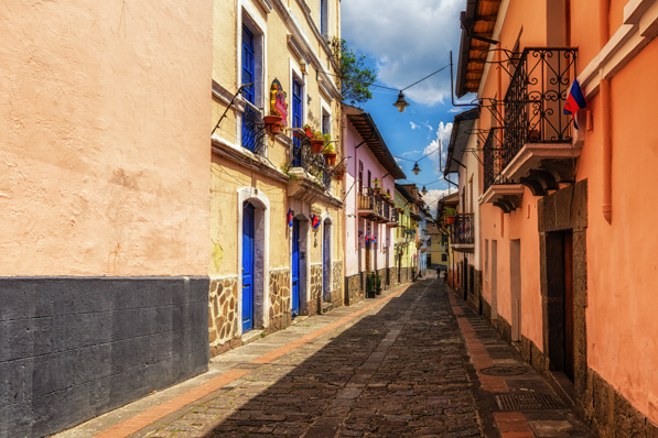Calle La Ronda, typical colonial street in Ecuador